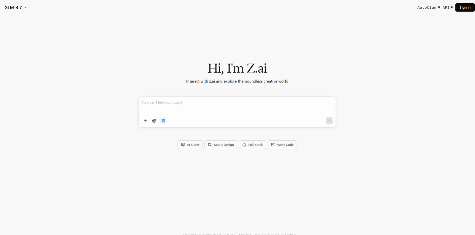 Z.ai Chat - Best Fast Free Chat and Coding - ChatGPT Alternatives - W3Speedup