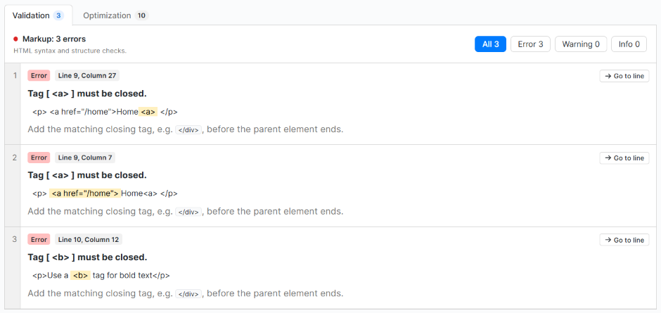 Perform HTML Validation Quickly step 3 